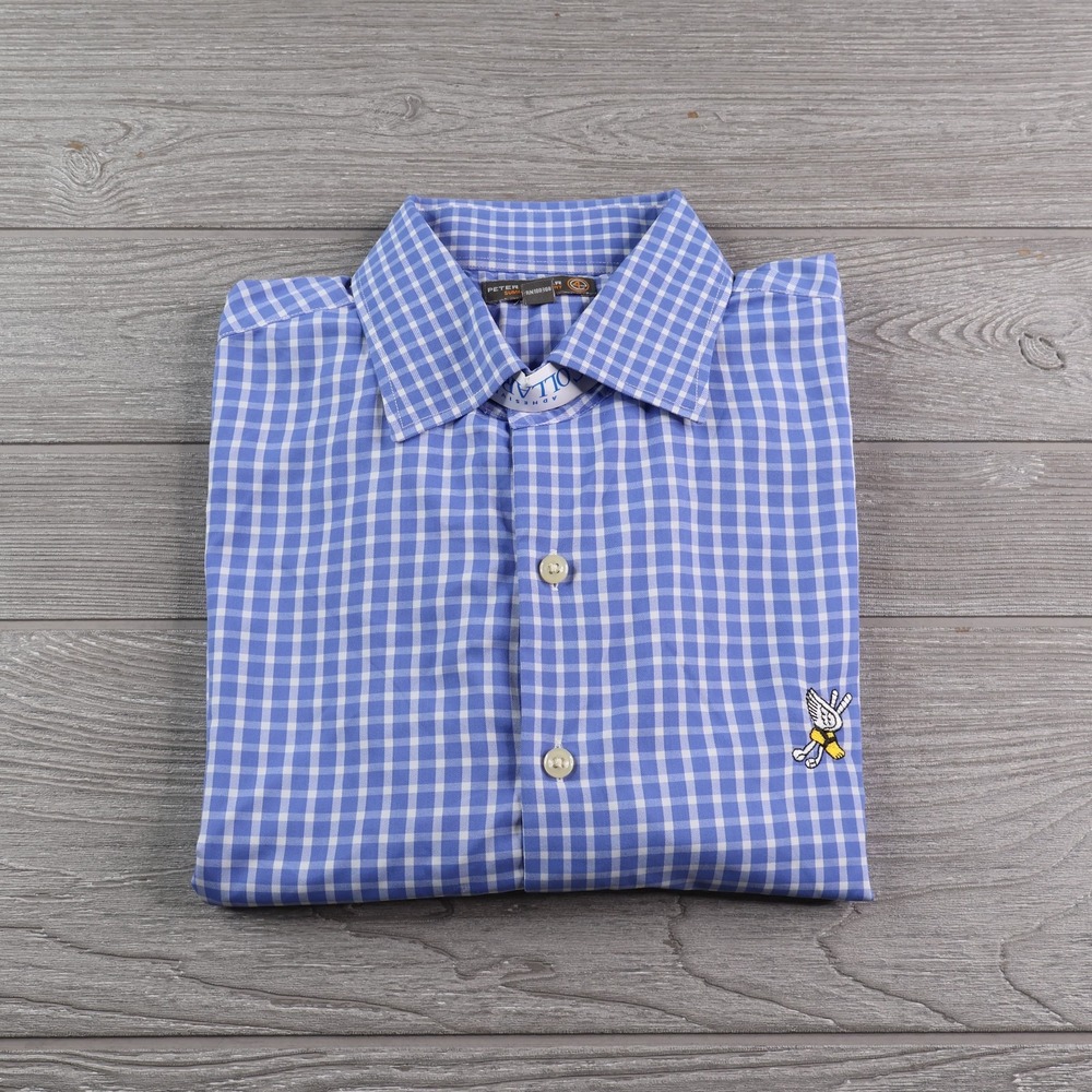 Peter Millar Summer Comfort Winged Foot Golf Club Shirt Men's Medium Button Down